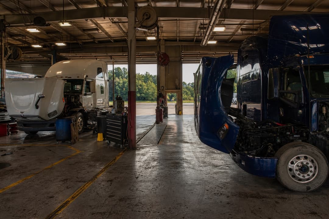 Heavy-duty shop bays ready for commercial trucks