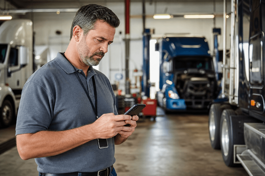 Service manager taking a shop call that WrenchPilot PBX can record